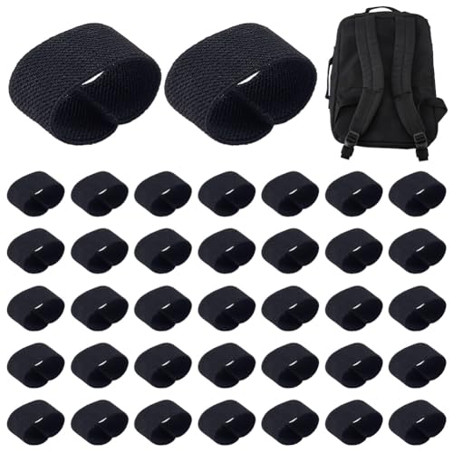 FINGERINSPIRE 40 Pcs Elastic Belt Keepers Nylon Loop Keepers 1.6x0.8Inch Military Webbing Holders Tactical Strap Clips Elastic Nylon Backpack Strap for Backpack Straps Gear Organization - color: Black