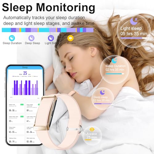 Smart Bracelet, Health Activity Fitness Trackers with Heart Rate Sleep Monitor, 24/7 Blood Oxygen/Calorie/Stress/Step Tracker, Health Fitness Bands, 170+ Sports Modes Smart band with 2 Bands (Pink)
