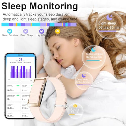 Smart Bracelet, Health Activity Fitness Trackers with Heart Rate Sleep Monitor, 24/7 Blood Oxygen/Calorie/Stress/Step Tracker, Health Fitness Bands, 170+ Sports Modes Smart band with 2 Bands (Pink)