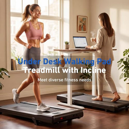 DeerRun Under Desk Walking Pad Treadmill for Home Office & Small Spaces, 6% Manual Incline, 0.6–3.8 MPH Walking Speed, 2.5 HP, 300 lb Capacity, App & Remote Control - color: Jet Black
