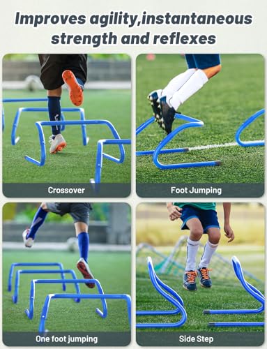 GHB Agility Hurdles Adjustable 8.3"&12.6" Speed Training Equipment Set - color: Blue 6 Pack