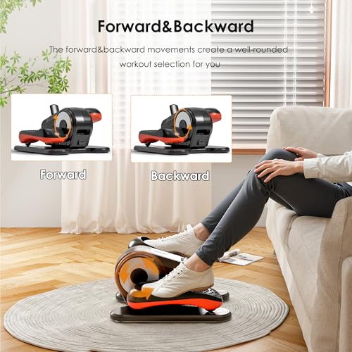 SogesPower Under Desk Elliptical Exercise Machine, Ellipse Leg Exerciser for Seniors with 12 Adjustable Speeds, Electric Seated Pedal Exerciser for Home with Remote Control - style: Black&Orange