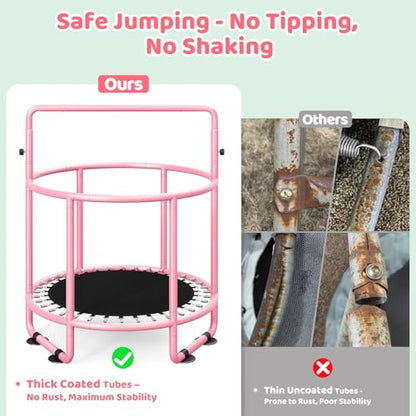 Yohood 55" Trampoline for Kids with Enclosure, 6-in-1 Toddler Trampoline Indoor Outdoor, Upgrade Full Anti-Rust Tube with Adjustable Gymnastics Bars for Boys Girls Ages 3-10