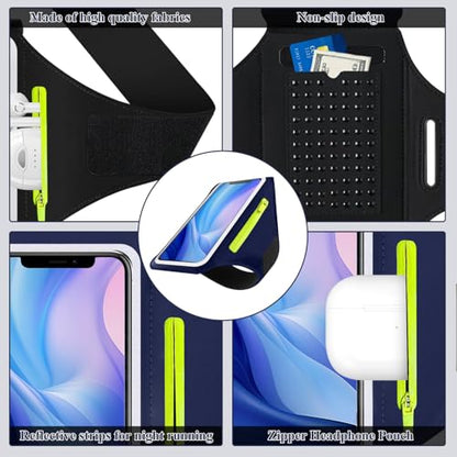 Running Armband Armband Sports Phone Holder with Adjustable Arm Strap Touch Screen Zipper Pocket Key Holder Water Resistant Ergonomic - color: Blue