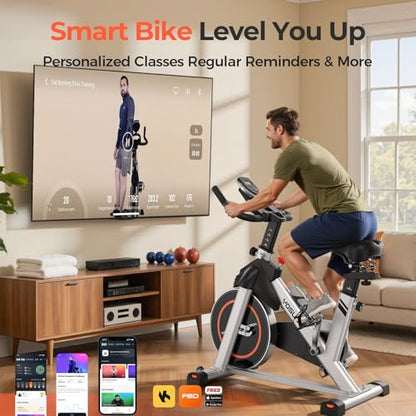 YOSUDA Exercise Bike, Magnetic Friction Stationary Bike with App Training - color: Black