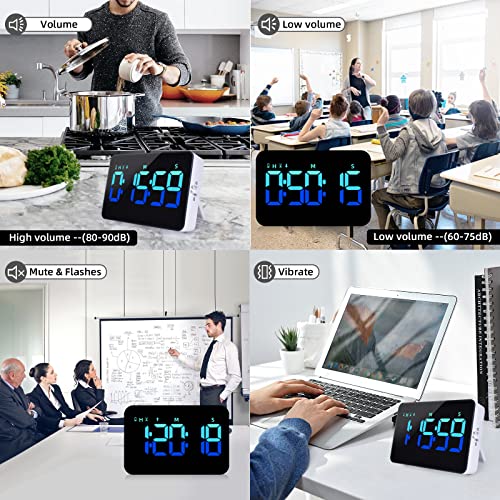 PERSUPER Kitchen Digital Timer, Count Down Up, Rechargeable, Vibration Mode - color: Blue