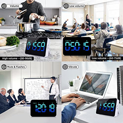 PERSUPER Kitchen Digital Timer, Count Down Up, Rechargeable, Vibration Mode - color: Blue
