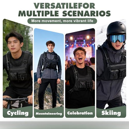 Hydration Running Vest Backpack with 2L Water Bladder - Lightweight & Reflective Chest Pack with Gear Holder, Includes Free Carabiner for Hiking, Running, Cycling, Marathon (Men & Women)