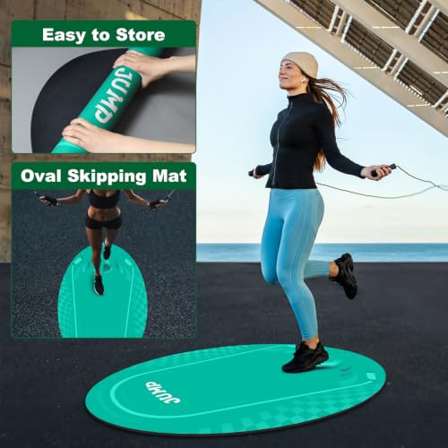 Jump Rope Mat Outdoor Indoor,Oval 52'' x 36'' Non-slip Fitness Exercise Mat - color: Green