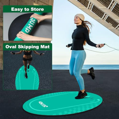Jump Rope Mat Outdoor Indoor,Oval 52'' x 36'' Non-slip Fitness Exercise Mat - color: Green