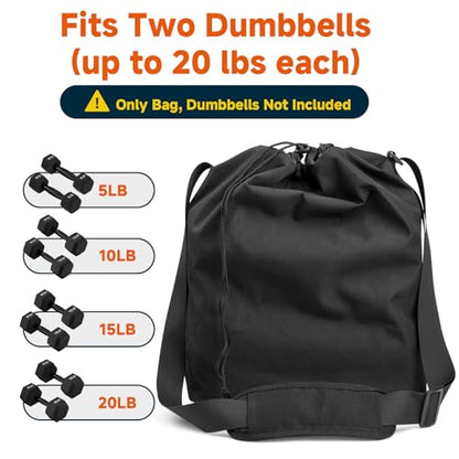 Xxerciz Dumbbells Carry Bag with Adjustable Strap, Portable Fitness Dumbbell Storage Bag Case, Gym Crossbody Bag with Soft Pad for Carrying 1 Pair Dumbbells - Each from 5 LBS to 20 LBS