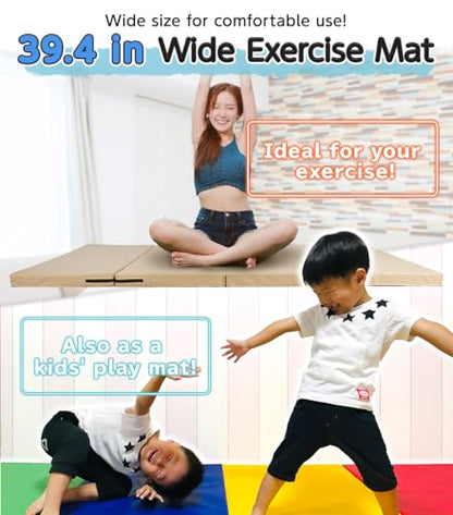 KaRaDaStyle Gymnastics Mat Folding Stretch Mats 71"x39"x2" Exercise Muscle Training Children Play Horizontal Bar Mat Yoga Sports Soundproof Home Use - color: Blue/4-fold