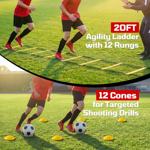 Haokelball 12x6/6x4 FT Soccer Goal for Backyard Portable Metal Frame - color: Red and Black