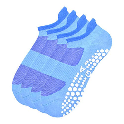 Busy Socks 2 Pack Women Ankle Non Slip Yoga Pilates Grip Socks with Cushion - color: 2 Pairs Blue
