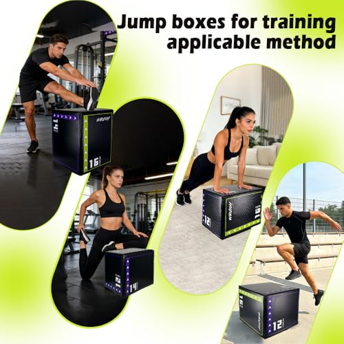 Versatile Non Slip Jump Box Exercise 3-in-1 Foam Plyometric Jump Box for Home Gym Training Fitness - color: Black
