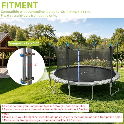 Universal Trampoline Poles Replacement Net Pole for Trampoline Leg Max 1.5" - style: 6 Sets Trampoline Poles