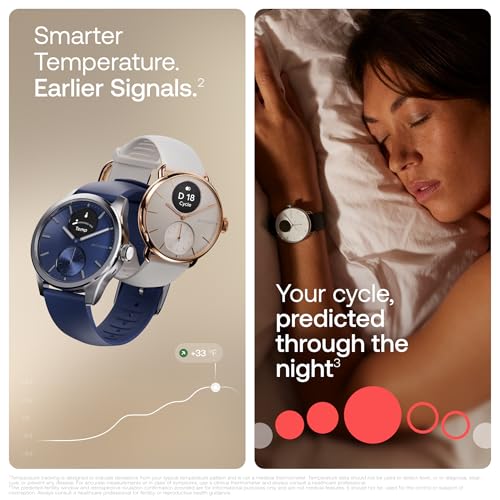 WITHINGS ScanWatch 2 - Hybrid Smart Watch, Heart Rate Monitoring, Fitness Tracker, Cycle Tracker, Sleep Monitoring, GPS Tracker, 30-Day Battery Life, Android & Apple Compatible, HSA/FSA - color: Black, style: Scanwatch 2 - 42mm