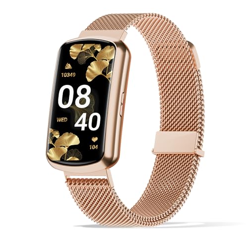 Health Fitness Tracker with 24/7 Heart Rate, Smart Watch with Blood Pressure and Blood Oxy-gen Monitor, Bulit-in 120+ Sport Mode, Sleep Tracking Waterproof Activity Tracker for Women Men - color: Pink Gold