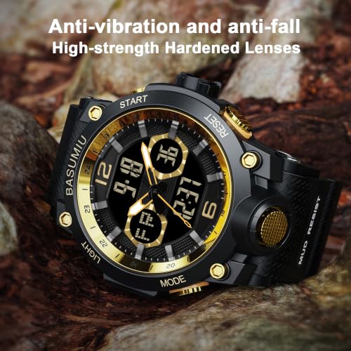 Military Digital Watches for Men Waterproof Work Mens Watch Sports - color: G-Gold2