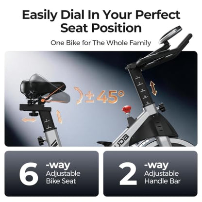 YOSUDA Exercise Bike, Magnetic Friction Stationary Bike with App Training - color: Orange Silver