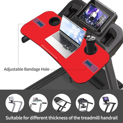 Treadmill Desk Attachment, 36 Inches Tread Tray Workstation Handlebars Platform with Laptop Holder, Cup Tablet Holder, Ergonomic Stand with Cooling Holes(Black) - color: Black