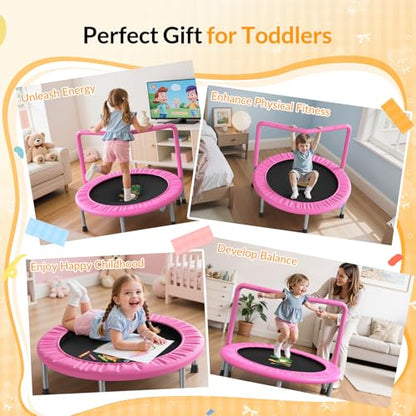 BCAN SP1 36'' Kids Toddler Trampoline Indoor, Foam Handle | FED Fitness - color: Pink