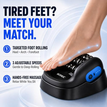 Electric Foot & Body Massager Roller, 2-in-1 Rechargeable Deep Tissue Massage Tool with Auto Massage Base, Handheld Muscle Recovery Roller for Plantar Fasciitis, Foot Pain, Legs, Arms and Neck