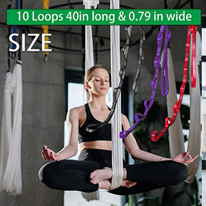 Aerial Yoga Hammock Daisy Chains Strap, Strong 22kN Adjustable with 10 Loops, No Stretch, Climbing Strap Nylon Chain Sling FOR Aerial Yoga,Swing, Hammock, Suspension, Exercise - color: Purple