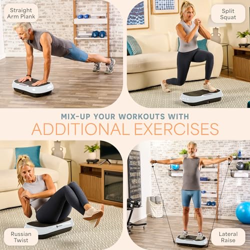 Lifepro Waver Mini Vibration Plate Exercise Machine with Resistance Bands - color: White