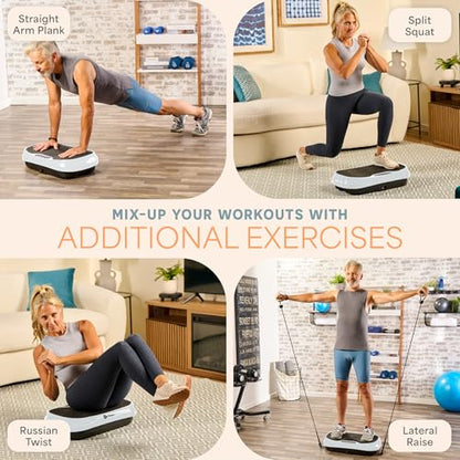 Lifepro Waver Mini Vibration Plate Exercise Machine with Resistance Bands - color: White