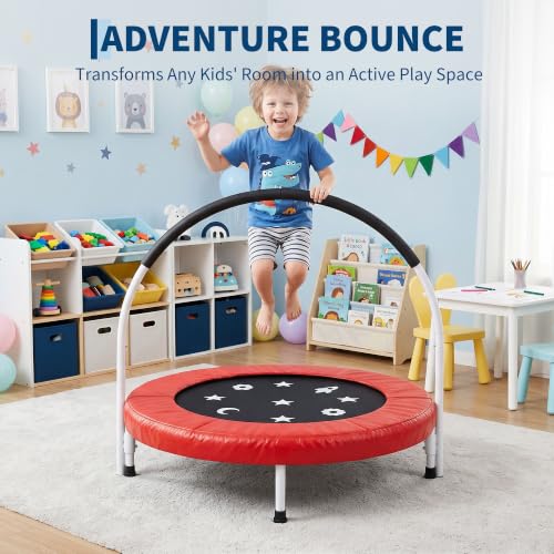 Garvee 36" Toddler Foldable Trampoline w/Handle & Safety Pad for Kids