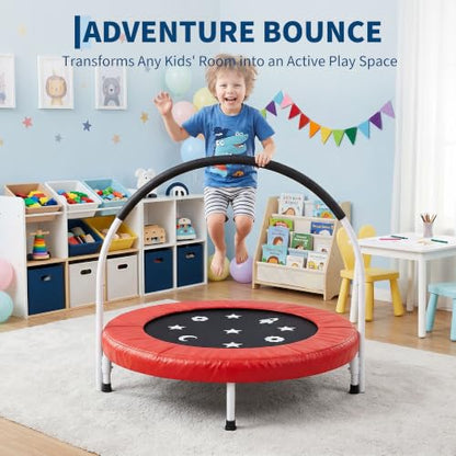Garvee 36" Toddler Foldable Trampoline w/Handle & Safety Pad for Kids