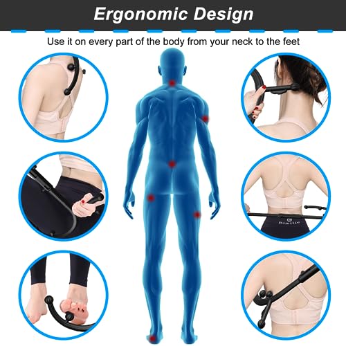 AISZG Back and Neck Massager - Massage Trigger Point Cane,Birthday Gifts for Women Men Her Him Mom,Valentines Day Gifts for Her Him Boyfriend(Black)