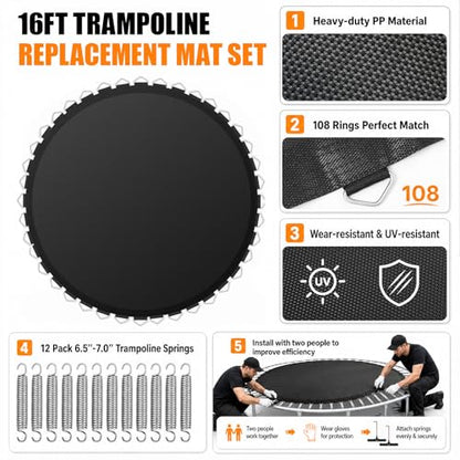 Lewtemi Trampoline Mat Replacement Only Fits 16ft Frame with 108 Rings