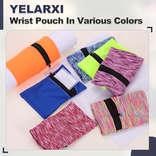 Wrist Pouch, Wrist Wallet Wristband with PVC Card Pouch Zipper Wristband Sports Sweatbands for Men and Women - color: Blue and White Stripes