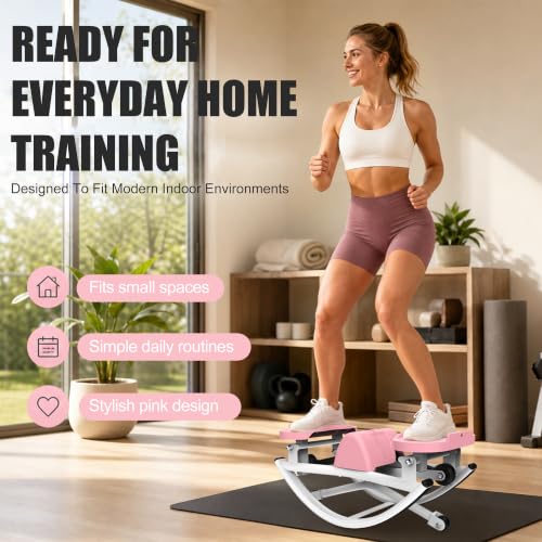 KINMAC Rocking Stepper for Exercise at Home-Rock Stepper Side to Side - color: Pink