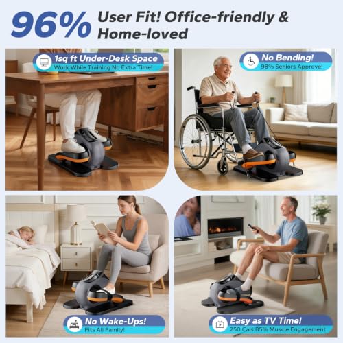 Under Desk Elliptical Machine, Ellipse Leg Exerciser As Seen On Tv While Sitting for Seniors, Pedal Exerciser with 15 Level Adjustable Resistance & 5 Auto Mode Fully Assembled Home Office - color: Black