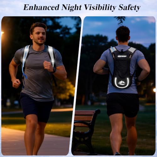 Lightweight 2 Pack Hydration Backpack with 2L Water Bladder for Hiking - color: Black