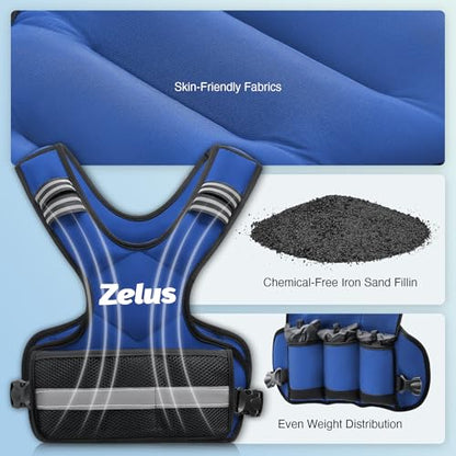ZELUS Weighted Vest for Men Women,Adjustable 4-32lb Vest, Removable Weights - color: Blue, size: 4-10 lb.