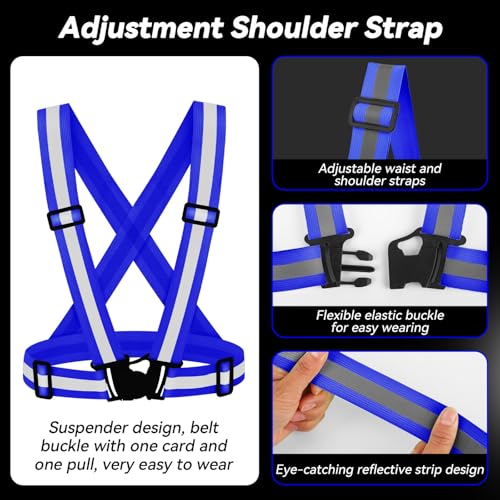 3PCS Reflective Vest Running Gear - color: Blue X3