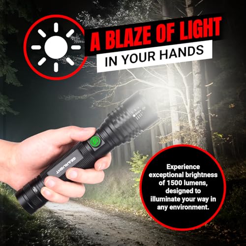GearLight LED Flashlight High Lumens, Rechargeable Tactical Flashlight, Bright Handheld Flashlight for Camping, Hunting, Home, Security, Hiking, Walking at Night & Emergency Use - color: S2000 Black, size: Rechargeable