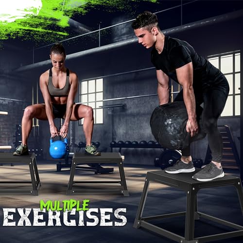 GanFindX Metal Plyometric Jump Box 12 Inch Steel Box for Home Gym Training