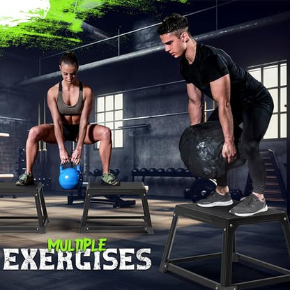 GanFindX Metal Plyometric Jump Box 12 Inch Steel Box for Home Gym Training