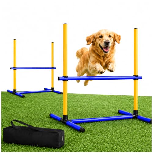 Dog Agility Training Equipment, 2-Set Dog Jumps & Hurdles with Poles - size: 2 sets