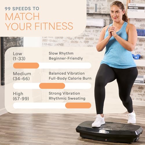 Lifepro Turbo & Hovert 3D Vibration Plate Exercise Machine with 99 Speeds - color: Black, size: Large