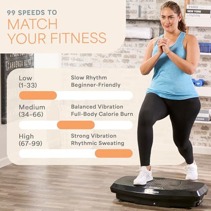 Lifepro Turbo & Hovert 3D Vibration Plate Exercise Machine with 99 Speeds - color: Black, size: Large