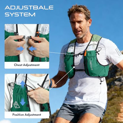 Haimont 10L Trail Running Hydration Vest with Soft Flasks - color: Green, size: Large