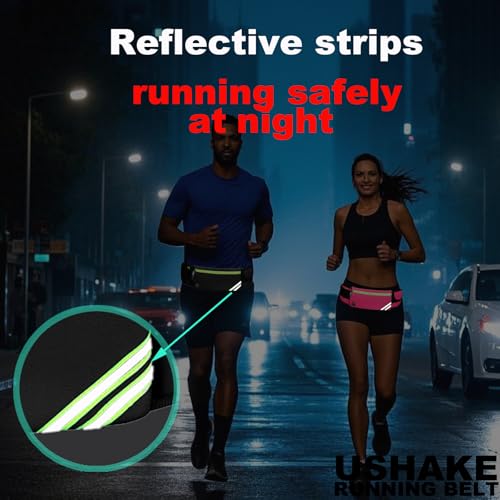 USHAKE Running Belt Fanny Pack for Women & Men, Phone Holder Waist Bag - color: Blue