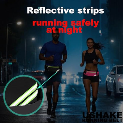 USHAKE Running Belt Fanny Pack for Women & Men, Phone Holder Waist Bag - color: Grey