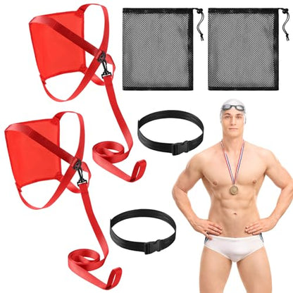 Leyndo 2 Sets Swim Parachute Resistance Training Adjustable Swim Belt